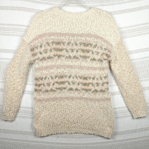 SO Beige Fuzzy Knit Sweater Long Sleeve Soft Pullover Size S - Picture 2 of 8